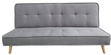 MUEBLIX.COM - Sofa Cama Alconaba 3 Plazas, Sillón Cama, Cama Sofa, con Mesa Abatible, Tapizado Poliéster Sintética, Estructura y Patas de Madera Maciza, Sofa de Diseño, Color Gris