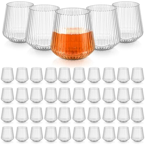 Denylo pro Weingläser aus Kunststoff, geriffelt, Einweg-Weingläser, recycelbar, bruchsicher, wiederverwendbar, für Party, Zuhause, Bars, Hochzeiten, Verkostungen, Gastgeschenke, 50 Stück