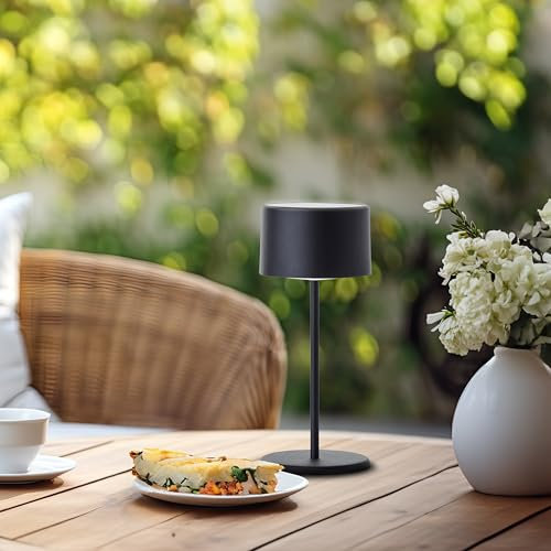 Brilliant Lampada da tavolo a LED, colore nero, dimmerabile e con batteria mobile, con dimmer touch a tre livelli, luce bianca calda, design elegante, a risparmio energetico e flessibile, ricaricabile