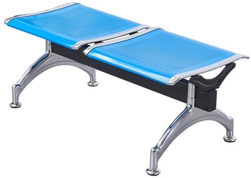 LIKANGLONGJU 2-Sitzer Wartezimmer Stühle, Sitzbank Lobbystühle mit Metallgitter, Einfach zu Montieren, für Den Innen und Außenbereich Geeignet(Blue)