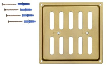 DEMLOU Kvadratiskt Justerbart Ventilationsgaller 15x15 cm – Guld RAL 1036 Pulverlackerad Luftventil i Stål med Rörliga Lameller – Vägg- eller Takventil.