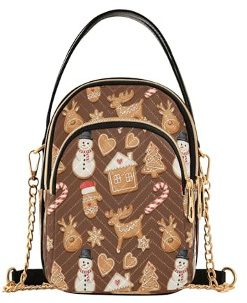 RPLIFE Sacs à main matelassés marron pour femme avec motif pain d'épice de Noël