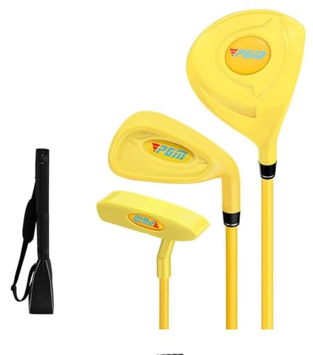 2-5 år gamla barn golfklubbor set barn pojke flicka nybörjares golfträning trä järn gunga putterväska gåva (gul, 4-5 år (med väska))