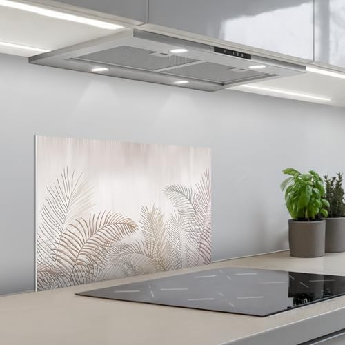 KitchenYeah© Credence Cuisine Sur Mesure Plaque Adhesive Murale Panneau | 40x60 cm - Decoratif Interieur Peel And Stick Mural Protection Mur Feuilles - Beige - Botanique - Vintage