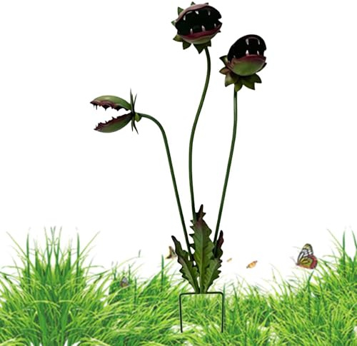 Metall Blumen Gartenstecker - Gotische Fleischfressende Dekorative Dekoration - Metallpflanzen für den Außenbereich,für Frühling Zuhause Innenbereich Landschaft Hinterhof Party