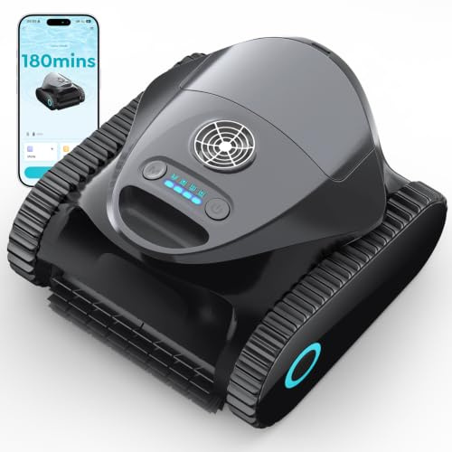BRINBO C1 Poolroboter Akku Boden und Wand, Doppelfilter, 7 Reinigungsmodi, 180 Minuten Laufzeit, Poolreiniger mit App, Starker Poolsuager Akku für Pools bis zu 150 m²,Platin