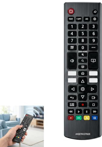Fjärrkontroll kompatibel med LG AKB76043505, AKB76037605, Netflix, kompatibel med LG Smart TV OLED och NANO90P, NANO95P, OLED48A1, OLED55A1, OLED65G1, OLED77G1, med Netflix-knappar, PrimeVideo