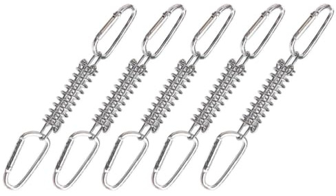 CAXUSD Steel Tent Rope Tensioner Spring Hook Buckle Windproof for Camping | Silver Finish, Oxidation Resistant, High Elasticity, Elastic Wear Resistance, for Tent Guide Ropes