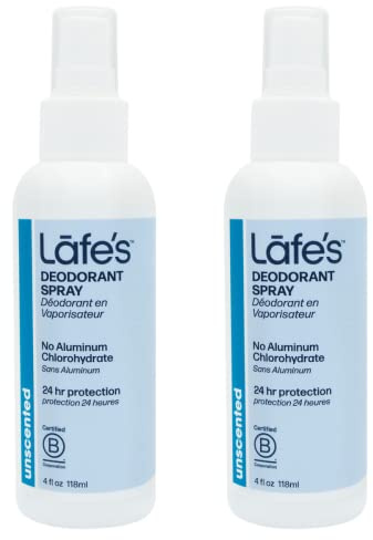 Lafe's Natural Deodorant | 4oz Aluminum Free Natural Deodorant Spray for Women & Men | Paraben Free & Baking Soda Free with 24-Hour Protection | Unscented | 2 Pack