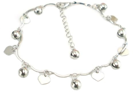 Boowhol Unisex Verstellbar Fußkettchen Fußkette Armbänder Armkette mit Anhänger Herz Glocke aus 925 Sterling Silber