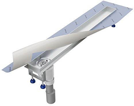 Grundkörper-SET für Duschrinne 120 cm AQUABAD® SDS Pro aus Edelstahl inkl. Haarsieb/Ablauf senkrecht - Abgang seitlich (Ohne Abdeckung - separat erhältlich)