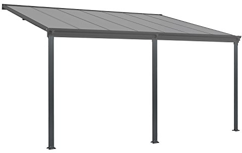 Juskys Terrassenüberdachung Borneo 4x3 m — Sonnenschutz aus Aluminium mit transparenten Doppelstegplatten — Terrassendach zur Wandmontage in Anthrazit