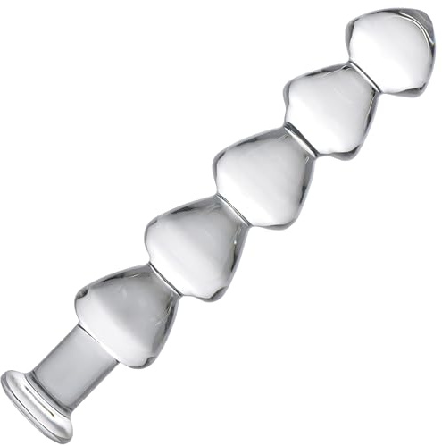 Master Series Gocce anale Link dildo di vetro per il gioco della temperatura, trasparente
