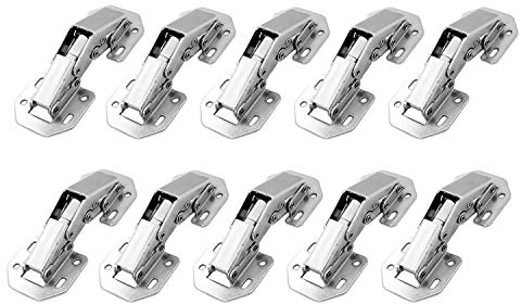 LIKERIANY Klein Aufschraubscharnier mit Feder 90 Grad Scharnier Ohne Topfbohrung für Eckanschlag und Innenanschlag Tür Scharniere Küchenschrank Kleiderschrank Leichte Schranktür Möbel 10 Stück