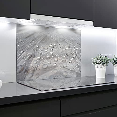 Splashback Tempered Glass Heat Resistant Toughened Decorative – 90 x 65 cm – 4 mm Thick – Perfect Behind Gas, Ceramic and Induction Cookers – Easy to Clean and Hang…