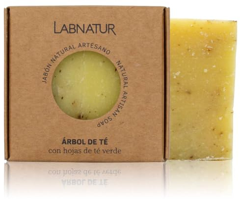Jabón Natural Árbol de Té - Artesanal y Vegano - Labnatur | Con Aceite de Árbol del Té y Oliva - Purificante, Antioxidante y Seborregulador - Sin Aceite de Palma - 100 g