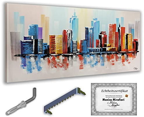 Monica Mirafiori I 100% HANDGEMALT I Gemälde New York I 120x60cm | Gemälde Handgemalt | Acrylgemälde | Sehr Großes Acrylbild I Moderne Kunst I Kunstbilder