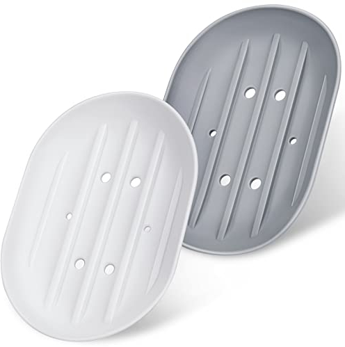 MOGADEE® Seifenschale, 2 Stück Seifenschale Silikon, Seifenhalter Silikon für Badezimmer Dusche Rutschfreies Design Seifenablage für Bad Küche Zähler, einfache Reinigung, Keep Seife Bars Dry & Clean