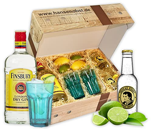 Hansen Obst - Geschenkbox Gin Tonic-Cocktail - Cocktail Mix Set - Präsentkorb Cocktail-Starter-Set - Geschenk Cocktail Liebhaber