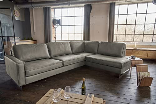 KAWOLA Ecksofa Vilnius - Großes Ledersofa, Wohnlandschaft, Megasofa, Big Sofa, Relaxsofa mit Chaiselongue Rechts - Anthrazit