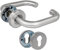 Amig - Set di maniglie con rosetta per porte | Mod. 3RBX | 140 x Ø19 mm | Quadretto da 8 mm | Design elegante e semplice | Acciaio inossidabile argento opaco