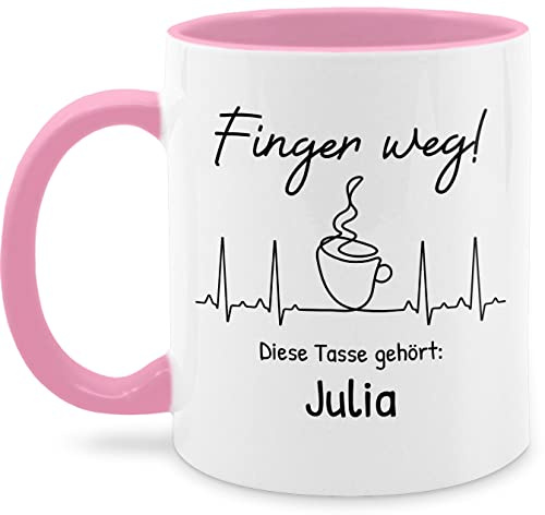 Tassen 325ml - Kollegen, Finger weg Diese Tasse gehört | Spruch für die Arbeit | Lustige Sprüche - Rosa - Kaffeetasse für Freundin
