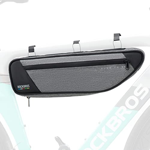ROCKBROS Road to Sky Fahrrad Rahmentasche 2L Reflektierend Wasserabweisend | Fahrrad Dreieckstaschefür MTB/Rennrad/Gravelbike Grau