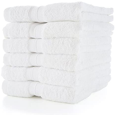 Textile Do Pack of 6 Guest Towels Luxury 100% Egyptian Cotton (30 x 50 cm, 600-GSM) Super Soft Quick Absorbent Hand Towels For Gym, Spa, Golf Wash Cloth Towel Set (White)