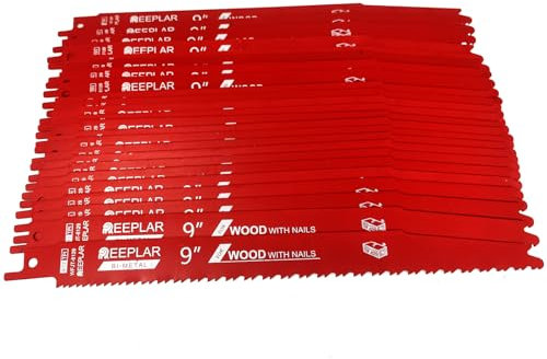Stud and Nail sawzall Blades,9 Inch 6/12 TPI Reciprocating Saw Blades,Bi-Metal sawzall Blades Nail Embedded Wood(25 -Pack)…