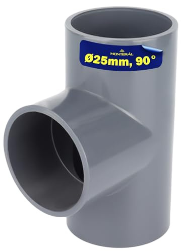 Racor PVC U con Ángulo de 90° Ø 25 mm Se Utiliza para Unir Tres Tubos con Cola - Garantía de 10 Años - MONTERAL