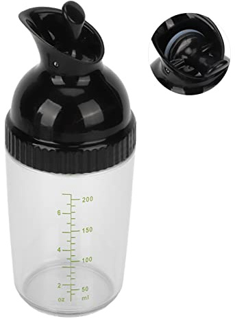 Shaker-behållare för vinägrette 200 ml sojasås vinäger olja kryddburk med lock, läckagesäkra förseglade plastdispenserflaskor (svart)