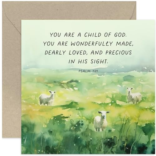 Religious Card Baptism Bible Quote Greeting Card - Christian First Communion - Confirmation - Dedication - Christening Baby Shower Card for Boy or Girl | Blank Inside Envelope