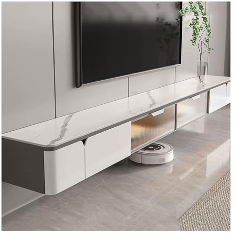 TV Lowboard Hängend Home Modernes, schwebendes, wandmontiertes Entertainment-Center, schwebendes TV-Wandpaneel for Fernseher, Heimkino mit ausziehbaren Schubladen und Ablagefach, weiß TV Schrank Hänge