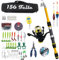 Set da pesca XXL per principianti, con 156 pezzi con borsa e canna da pesca da 1,8 m, set completo, acqua dolce e salata, canna da pesca, bobina, wobbler, freccia, pose, esche artificiali, pinze,
