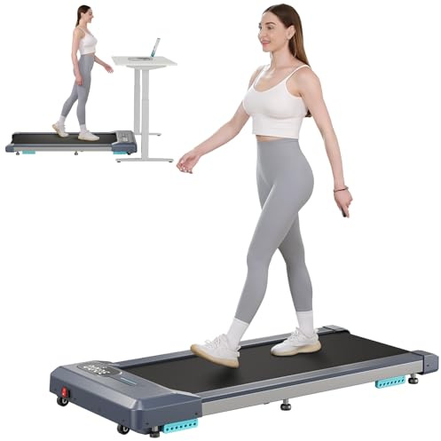 Tapis Roulant avec Télécommande et écran LCD Moteur 2.5HP Walking Pad Tapis de Course Ultra Silencieux Compact pour Maison/Bureau Pas d'assemblage (Bleu)