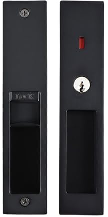 betensh Pocket Door Lock with Key Sliding Door Locks Handle Pocket Door Lock Mortise Lock Recessed Door Handle 180mm-Black