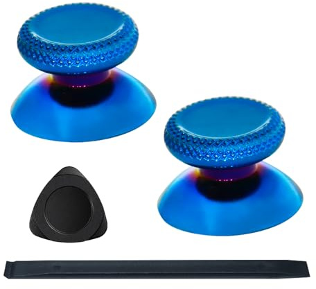 Vrbrother 2PCS Metal Thumbsticks Replacement Compatible for Meta Quest3,Oculus Quest2,Quest Pro Left and Right Controllers,VR Accessories Replacement Part Thumb Grip Cap Cover (Blue)