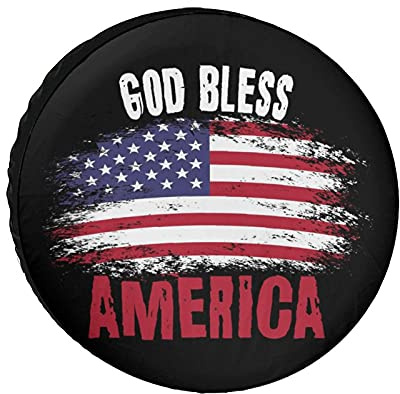 Copriruota di Scorta God Bless America Print Copri Pneumatico Antipolvere Copertura della Ruota di Scorta Impermeabile Borsa per Pneumatici, per Ricambi Auto, Auto, 14in