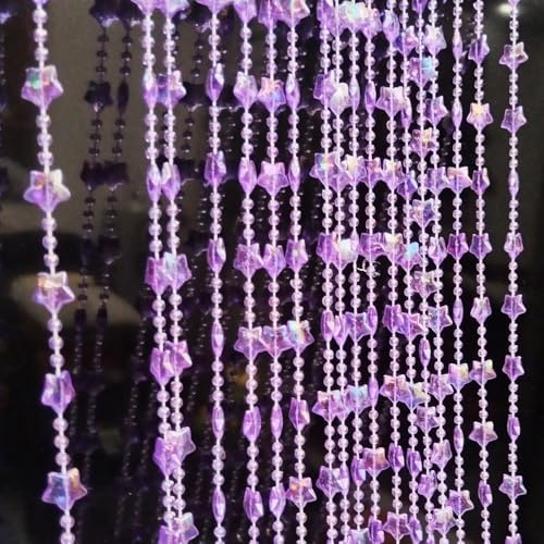 ave split Perlenvorhang für Türen, Sterne, Acryl, hängende Türperlen, Fadenvorhänge, Quaste, Raumteiler, Bildschirm, Dekoration für Tür, Fenster, Wohnzimmer, Hochzeit, 049 Stern (violetter Stern)