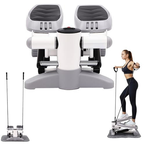 Stepper Ufficio, con 2 fasce di resistenza, fitness stepper per casa, mini stepper con schermo a LED, altezza regolabile, per perdita di peso, modellamento ed esercizio quotidiano, portata fino a 150