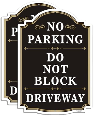 FKNSGR No Parking Do Not Block Driveway Sign 2 Pack 35 x25 cm | Rust Free Aluminum Private Keep Clear No Parking Sign UV Protected Fade Resistant Durable Waterproof Easy to Install