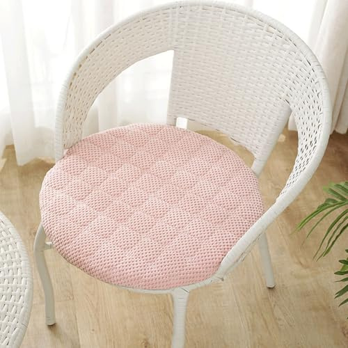 Generisch Rund Stuhlkissen 6er 4er 2er Set, Weiche Stuhlkissen Waschbar Sitzkissen Stuhl rutschfest,Cordstoff Sitzpolster Stuhlauflage Bodenkissen Für Küche Esszimmer Garten,Rosa,6er Set 40cm