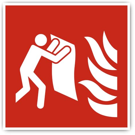 Aufkleber: 200x200 mm, 1 Stück - Löschdecke - Brandschutzzeichen - F016 - rot/weiß - DIN EN ISO 7010 / ASR A1.3