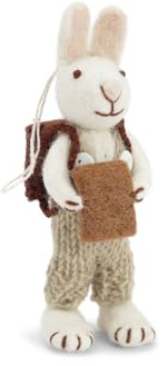 Gry & Sif Handmade & Fairtrade Certified Stylish Danish Design X Artisans from Nepal | Tier-Figuren aus Filz - Hasenfamilie | Deko-Figuren zum Hinstellen | White | 12cm