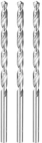 sourcing map 3 brocas helicoidales de 6 mm de diámetro, 140 mm, extra largas de acero de alta velocidad, brocas Jobber para madera, plástico, aluminio, hoja de metal fina