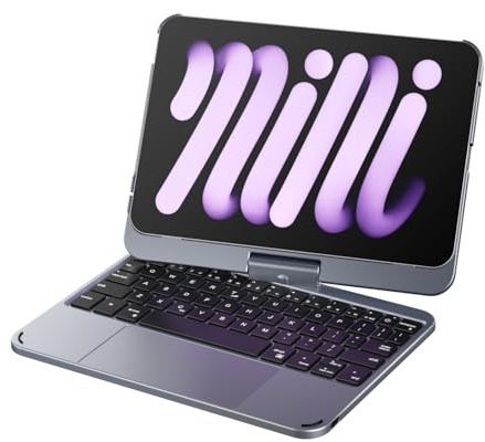 doqo iPad mini 7 A17 Pro & Mini 6 Tastatur Hülle mit Trackpad,360° drehbar | Laptop-ähnliches Tippgefühl,Beleuchtung,kompatibel 8.3-inch 2024/2021, mit Stifthalter