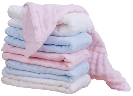 HOMOBABE 6Piezas Toallas de de Algodón para Bebés de Azules Paños Absorbentes y Transpirables para Limpieza y Alimentación Infantil