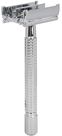 TARSHYRY Vintage Manual Shaver Copper Safety Razors Beard Shaving Tool with Base Comfortable Closed Design for Smooth Shave (Silver)