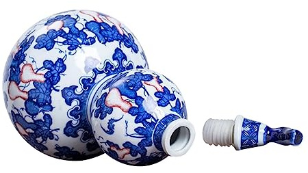 KOCKSHION Botella De Vino Azul y Blanca Multifuncional Diseño De Calabaza De Cerámica Para Bebidas Como Soporte Para Almacenar Vino Eventos