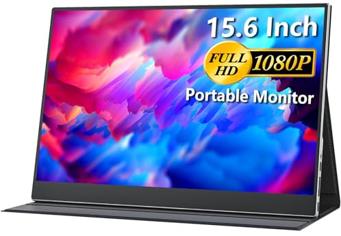 cocopar Portable Monitor 15.6 Zoll 1080P FHD 85% sRGB Mobiler Bildschirm Lautsprecher HDMI USB-C Tragbarer Monitor für Laptop MacBook Surface PC Xbox PS4/5, VESA montierbar mit Cover-Ständer